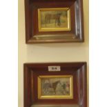 Pair of horse racing miniature pictures Phaleron and Carbine, each picture 2" x 3.5" over painted