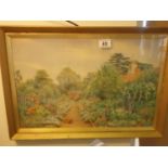 Framed & Glazed watercolour, country cottage scene in full bloom, signed A Foord Hughes, Country