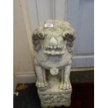 Pair of Chinese marble Foo Dogs, male and female, very heavy, each one measures 23" tall 8.5" wide