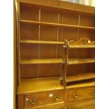 19 th century pine dresser, 4 section plate rack area all above a cluster of 2 short drawers and 2