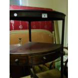 Georgian period half moon shaped wash stand, 3' tall x 18" deep, middle shelf containing drawer