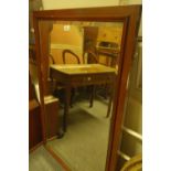 Mahogany bound bevel edged wall mirror 4' tall x 2.6" wide