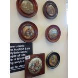 Collection of 6 x framed 19 th century Pratt ware pot lids, varying conditions