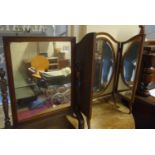 Triple mahogany Victorian design dressing table mirror with bevelled edged mirrors and a similar