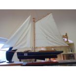 Model pond yacht twin mast, contemporary model, 26" long x 30" tall