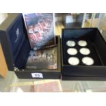 Royal Mint a celebration of Britain, 2012 a collection of 6 x SILVER proof set £5 coins with coa,