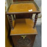 Victorian period mahogany coal unit with a fall front above a small galleried raised top,
