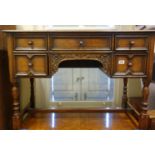 Antique style writing desk with a cluster of drawers below a writing area to the top 4'6 long x 2'