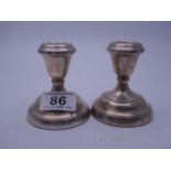 Pair SILVER dwarf candlesticks, 3" tall