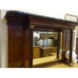 Overmantle mirror 5'6 long 4' high single mirror to the front with a shelf above