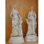 2 x Religious hand painted porcelain figurines each one 14" tall est 20-30