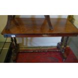 Victorian period rosewood veneer side table 3' long x 18" wide on turned supports