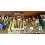 Large amount of SILVER plated flat ware, knives, forks spoons, boxed sets, and matched sets