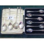 4 x silver spoons each one with a decorative bowl makers mark JP 74 grams and a boxed set of