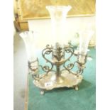 Silver plated 3 branch Epergne, 12" tall x 10" wide