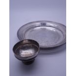 Silver plated tray and a small sivler dish