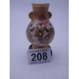 19th century miniature Satsuma vase, with makers mark to base on a small wooden stand