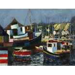 Jeremy KING (British b. 1933) St Denys Tug - Old Quay Falmouth, Oil on board, Signed and dated '91