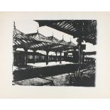 Guy WORSDELL (British 1908-1978) Railway Station - possibly York, Lithograph, 13.75" x 18" (35cm x