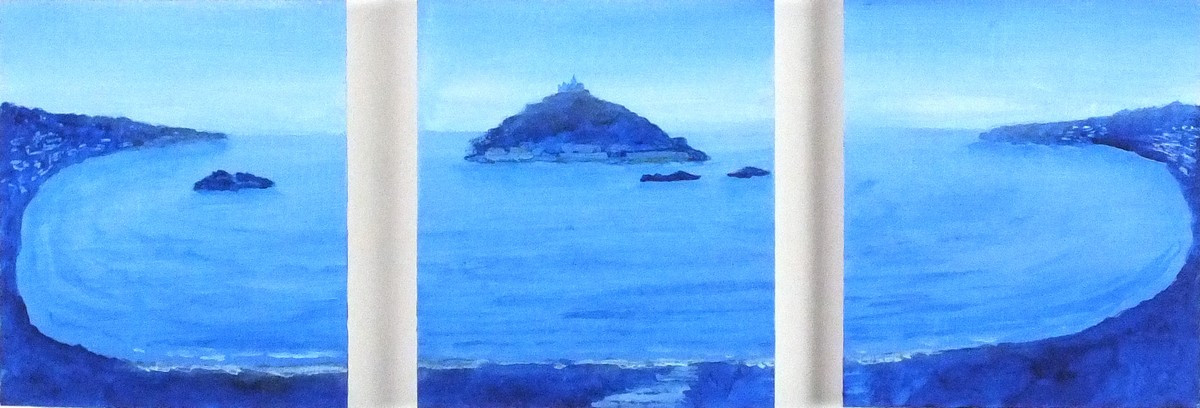 Rex O'DELL (British b. 1934) St Michael's Mount and Mounts Bay (triptych), Acrylic on board, 5.5"