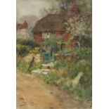 Wilfred Williams BALL (British 1853-1917) Widow Teape at her Garden Hatch, Watercolour, Signed and