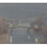 C J W DAVID (British 20th Century) Bridge by Moonlight, Watercolour, Signed and dated 1928 lower