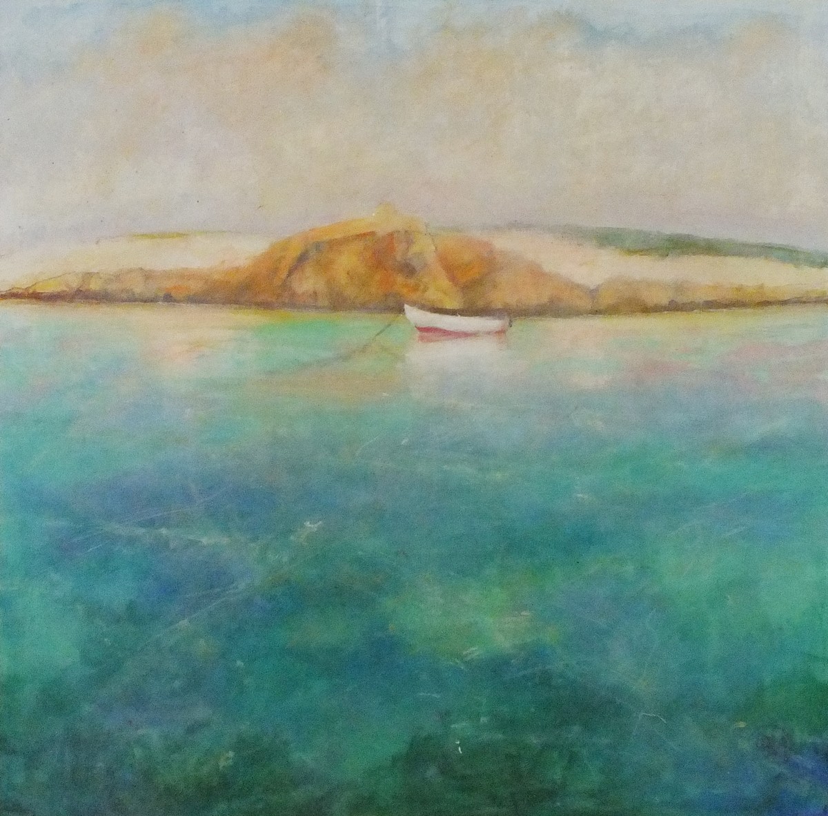 Richard Lannowe HALL (British b. 1951) Peaceful Scilly Isles, Mixed media, Signed with initials