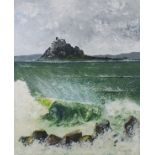 Elaine OXTOBY (British b. 1957) Salt n' Spray at Mounts Bay, Acrylic on board, Signed lower right,