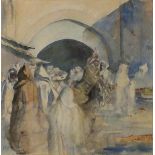 Hercules Brabazon BRABAZON (British 1821-1906) Figures Outside a Mosque - North Africa, Watercolour,