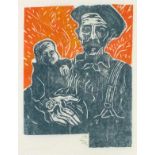Billy CHILDISH (British b. 1959) With Scout, Woodcut on Japanese Hosho paper, Titled on label verso,