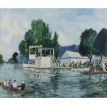 Jeremy KING (British b. 1933) Thames Skiff Henley on Thames, Oil on board, Signed lower right,