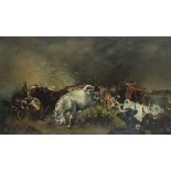 C M HORDERN (19th Century) Stampeding Cattle, Oil on canvas, Signed and dated 1899 lower left, 24" x