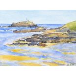 Julia PASCOE (British b.1967) Godrevy, Watercolour, Signed lower right, Titled and signed on label