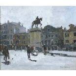 Ken Howard RA (British b.1932) S.S. Giovanni e Paolo Snow Effect, Oil on canvas board, Titled &