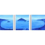 Rex O'DELL (British b. 1934) St Michael's Mount and Mounts Bay (triptych), Acrylic on board, 5.5"