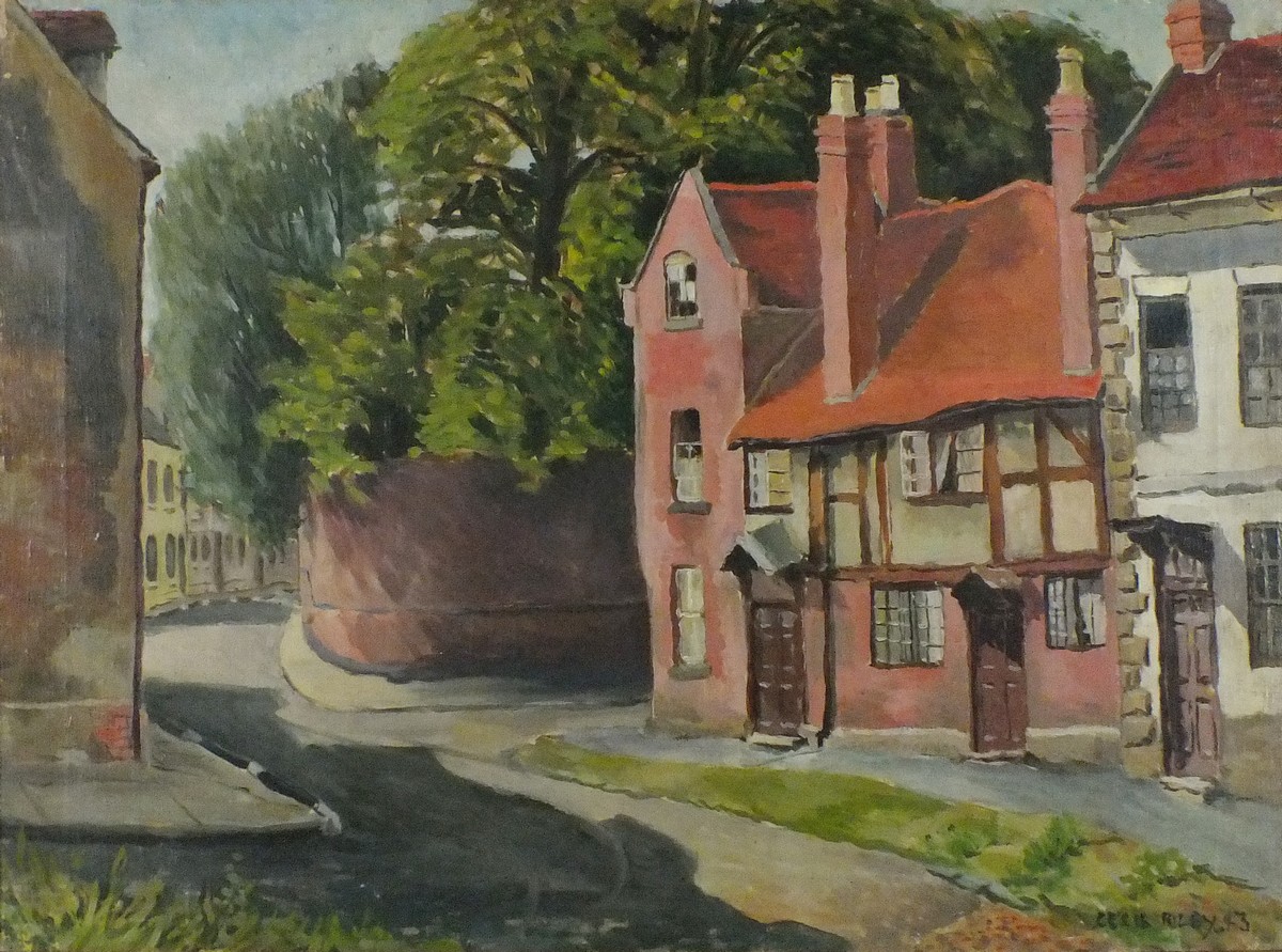 Cecil RILEY (British 1917-2015) Village Street - Warwick, Oil on canvas, Signed and dated '43