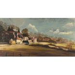 Anthony J WATTS, (British 20th Century) Sussex Oast Houses and Farmstead, Oil on board, Signed and