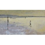 Jean JONES (British 20th Century) Evening at Westgate - figures on the beach Westgate-on-Sea Kent,