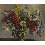 Marion Grace HOCKEN (British 1923-1987) Gloria in Altissimis Deco - summer flowers in a vase, Oil on