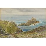 William Stephen TOMKIN (British 1861-1940) The Armed Knight near Lands End, Watercolour, Signed with