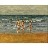 David GRIFFITHS (Welsh b. 1939) Bathers, Nefyn', Oil on board, Signed lower right, titled on label