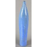 British 20th/21st Century An elongated blue glazed pottery vase, with a narrow neck, indistinct mark