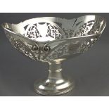 A silver pedestal bowl, Daniel George Collins, Sheffield 1910, oval with a shaped rim and pierced
