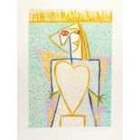After Pablo PICASSO (Spanish 1889-1975) Femme au Buste en Coeur, Lithograph, Signed in pencil by