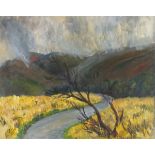 Elizabeth Lamorna KERR (British 1905-1990) Rainstorm on Dartmoor, Oil on board, Signed lower