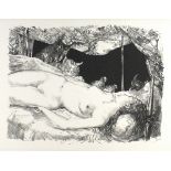 Leonard Tsugouharu FOUJITA (Japanese 1886-1968) Nude with Animals, Lithograph circa 1960, Signed