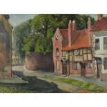 Cecil RILEY (British 1917-2015) Village Street - Warwick, Oil on canvas, Signed and dated '43
