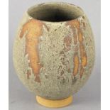 British 20th/21st Century School An ovoid stoneware vase, decorated with a splashed bubble glaze, 7"