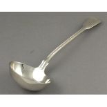 A silver soup ladle, George Adams, Chawner & Co., London 1870, fiddle and thread decoration, 277gms