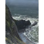Paul LEWIN (British b. 1967) Cornish Cliffs, Watercolour and mixed media, 30" x 22" (76cm x 56cm)